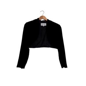 Vintage Fabian Molina cropped black velvet blazer size 14